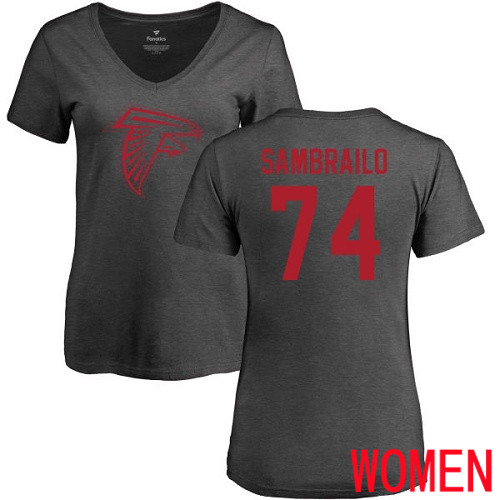 Atlanta Falcons Ash Women Ty Sambrailo One Color NFL Football #74 T Shirt